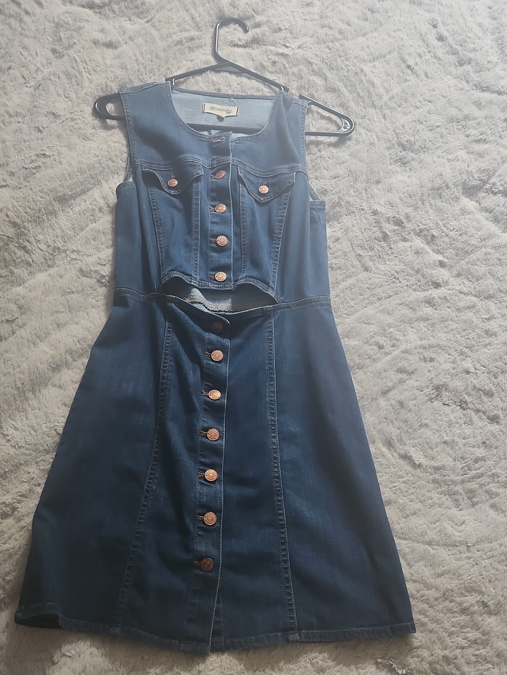 Madewell Denim Button-Front Sleeveless Dress - Blue